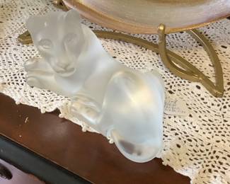 Lalique, France frosted glass cat. Price: $350.00