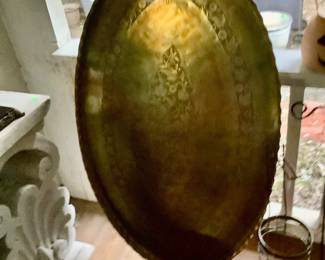 Solid brass tray with curved edges 26”x46” tall. Price: 275.00