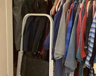 Men’s clothes. Some great ones. A lot of shorts for the summer. Prices for all the clothes will be taped to the doors.