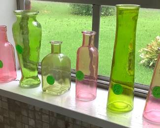 The beautiful colored bottles.