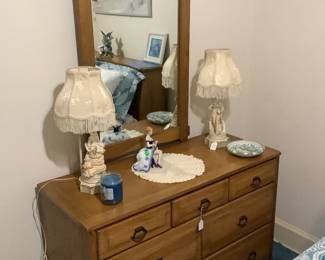 Small maple dresser with mirror and several drawers. Price: $130.00
