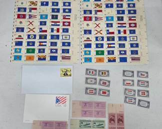 Unused Stamps Featuring Flags and Designs