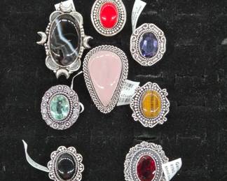 German Silver Rings With Gemstones