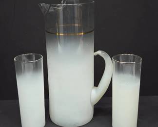 Frosted Glass Pitcher and Tall Glasses Set