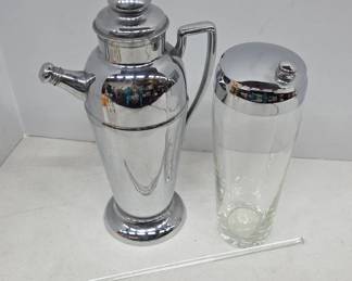 Chrome Cocktail Shaker and Mixer with Stir Stick