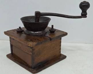 Wood and Cast Iron Coffee Grinder