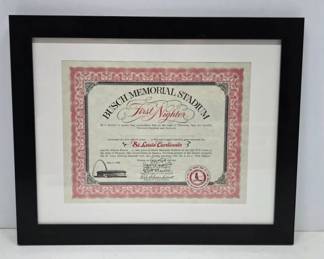1966 Busch Memorial Stadium Certificate