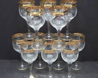 Italian Interglass Gold Rimmed Stemware