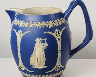 1903 Wedgwood Blue and White Jasperware Pitcher