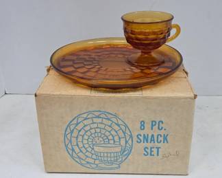 Amber Glass Snack Set with Original Box
