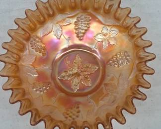 Grape Carnival Glass 8-Inch Bowl