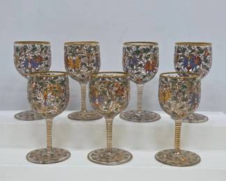 Moser? Hand-Painted Glasses with Gold Detailing