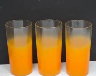 Orange Fade Tumblers with Gold Trim