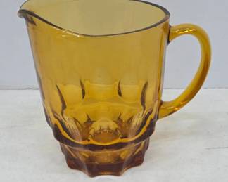 Amber Glass Pitcher With Handle