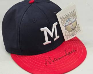 Signed HOF Warren Spahn Milwaukee Braves Hat
