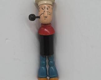 Popeye Wooden Pull Toy Figure Missing Arms