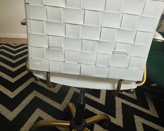 Luxmod Inc. White Woven Office Chair with Gold Base