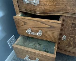 Antique Oak Dresser with Glass Knobs