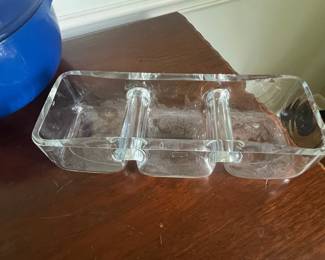 Krosno Poland Glass Relish Dish