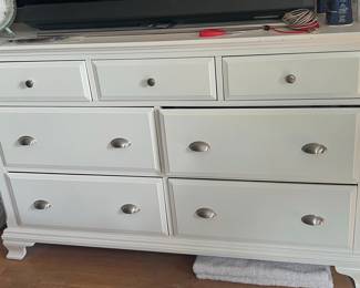 White Bedroom Set with Headboard and Dressers