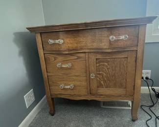 Antique Oak Dresser with Glass Knobs