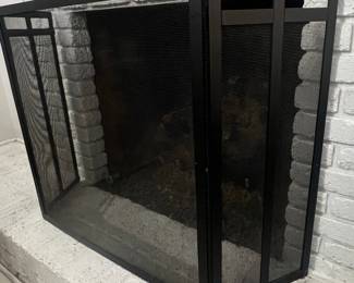 Modern Black Metal Fireplace Screen