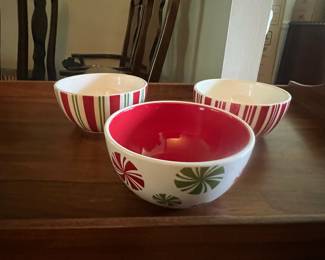 World Market Peppermint Swirl Serving Bowls
