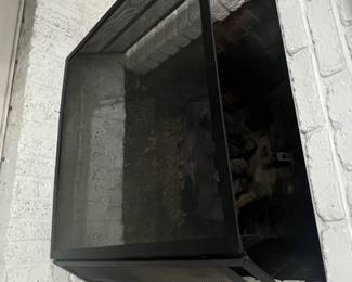 Modern Black Metal Fireplace Screen