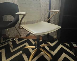 Luxmod Inc. White Woven Office Chair with Gold Base