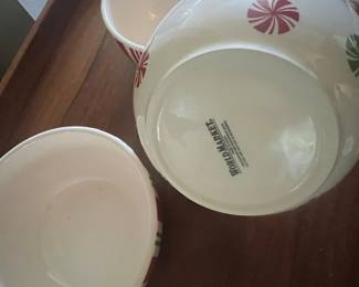 World Market Peppermint Swirl Serving Bowls