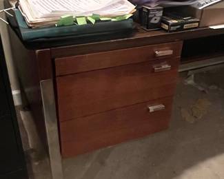 Mid-Century Modern Wood Desk with Metal Legs