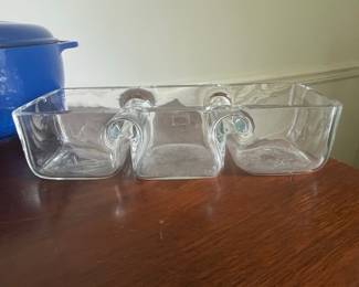 Krosno Poland Glass Relish Dish
