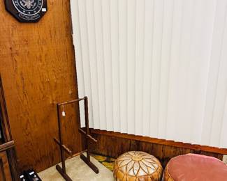 leather poufs, stand