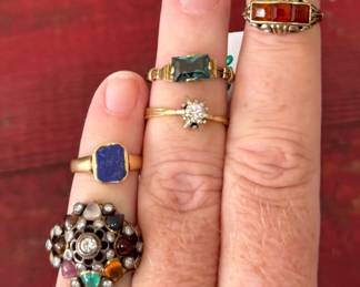 all gold, harem/princess ring, lapis, diamond, etc