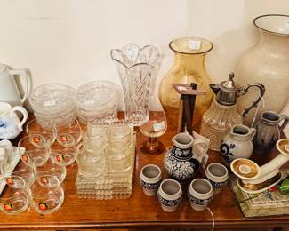steins, vases, glassware
