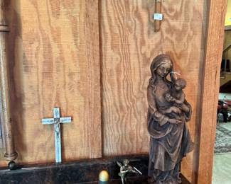 bronze, wood, crosses