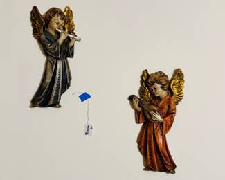 Pr. Large Carved Wood Angels