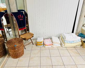Woven Hamper, Mid Century Valet Chair, Linens