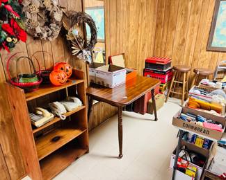 Book Case, Dinette Table, Bar Stools, Decor