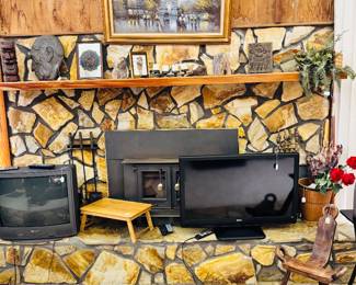 TVs, art, rugs, fireplace tools