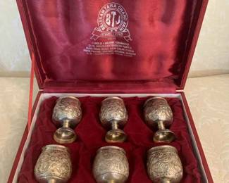 HA151VSilver  Silver Plate Vintage Cordial Goblets 