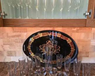 HA123Barware with enamel serving tray