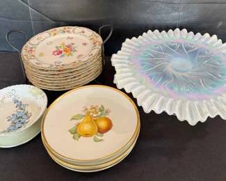 HA152Vintage Schumann Bavaria Fine China And Opalescent Tray