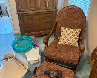 Glider Chair, not antique, footstool 