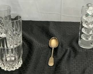 Glasses, Candlestick Holders Spoon