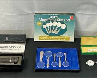 Refractometer, Magnifying Glasses, Opisometer, Thermometer