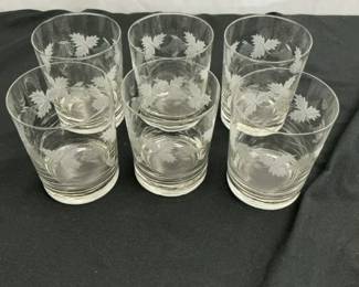 Etched Leaf Whiskey Glasses
