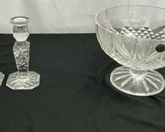 Crystal Candlestick Holders Footed Bowl