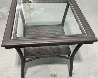 Black Outdoor Side Table With Glass Top