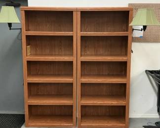2 Bookcases With Attached Lamps